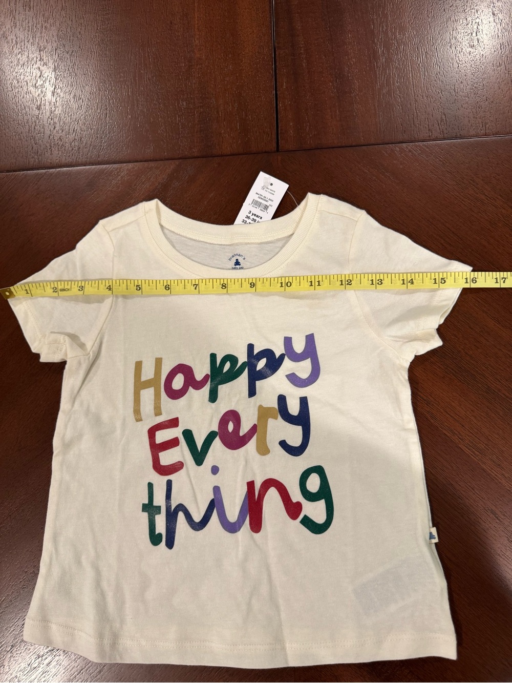 GAP Cream Short Sleeve 'Happy Everything' Multicolor Graphic Tee